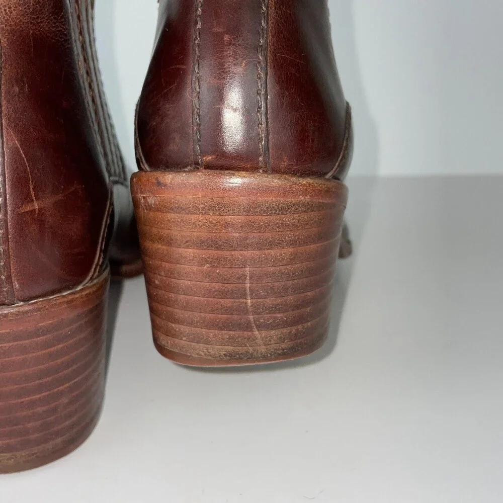 Madewell Bonham Boot Chelsea Western Ankle Bootie Cherry Wood Brown Leather Sz 8